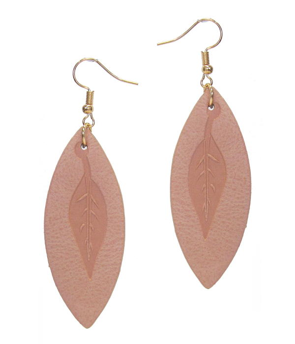 Leaf leather earring