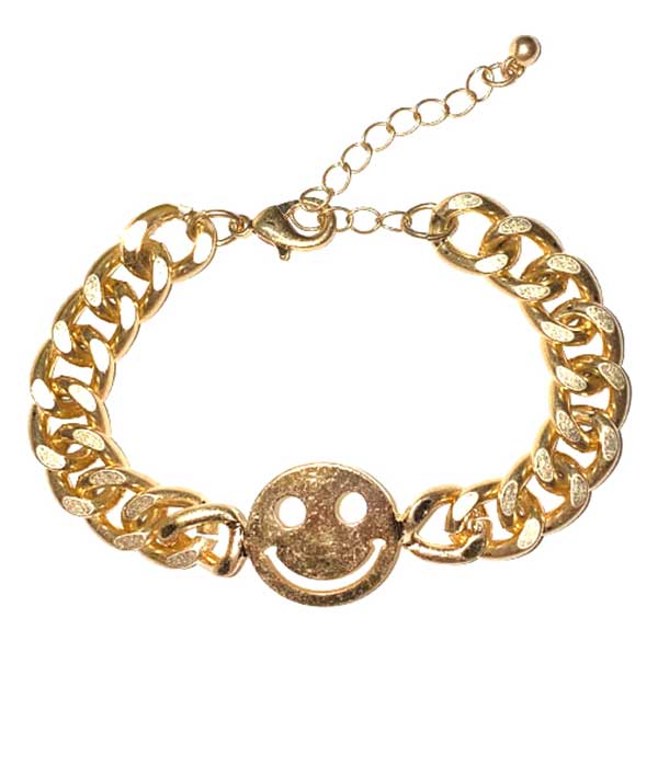 Chunky cuban chain smile bracelet