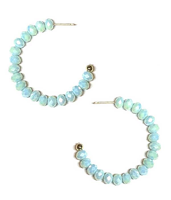 Facet stone hoop earring