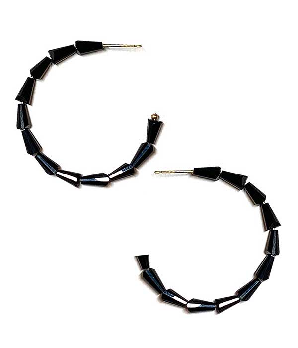 Facet stone hoop earring