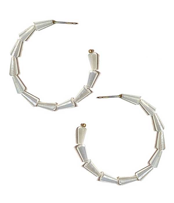 Facet stone hoop earring