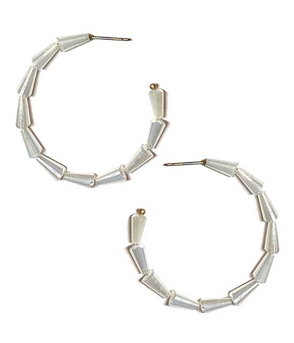 FACET STONE HOOP EARRING