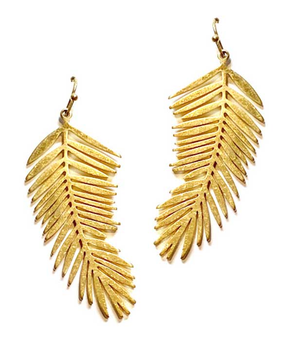 Metal feather earring