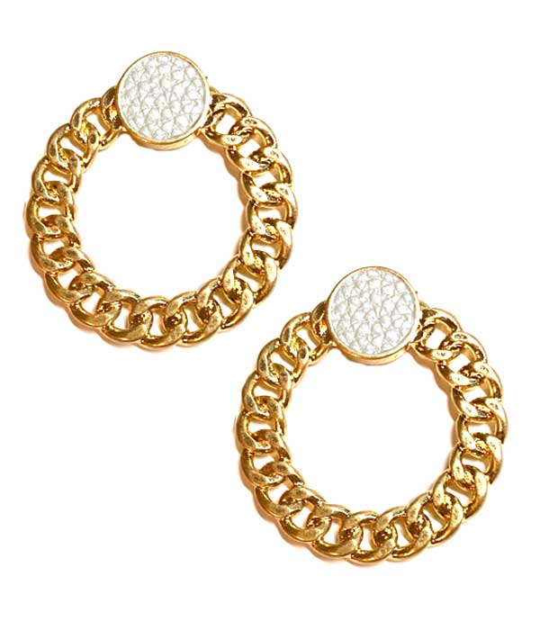 Druzy and chunky cuban chain hoop earring