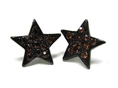 Crystal stud enamel metal star earring
