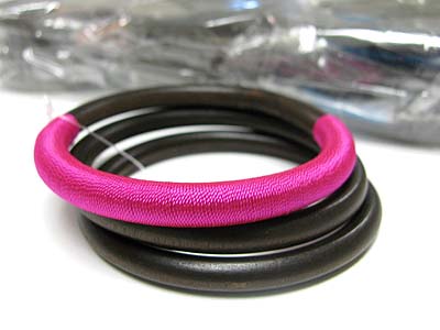 Sell by dozen - fabric wrapped triple wooden bangle set mens jewelry
