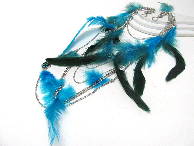 14 inch super long feather deco multi hanging chain earlace?