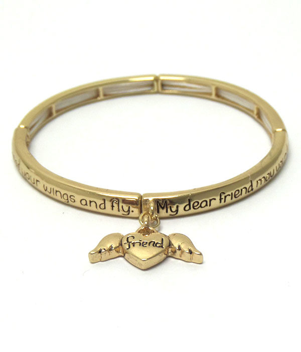 Thin friend blessing metal bracelet