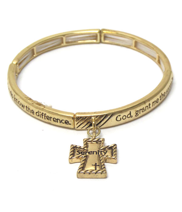 Thin religious message metal bracelet