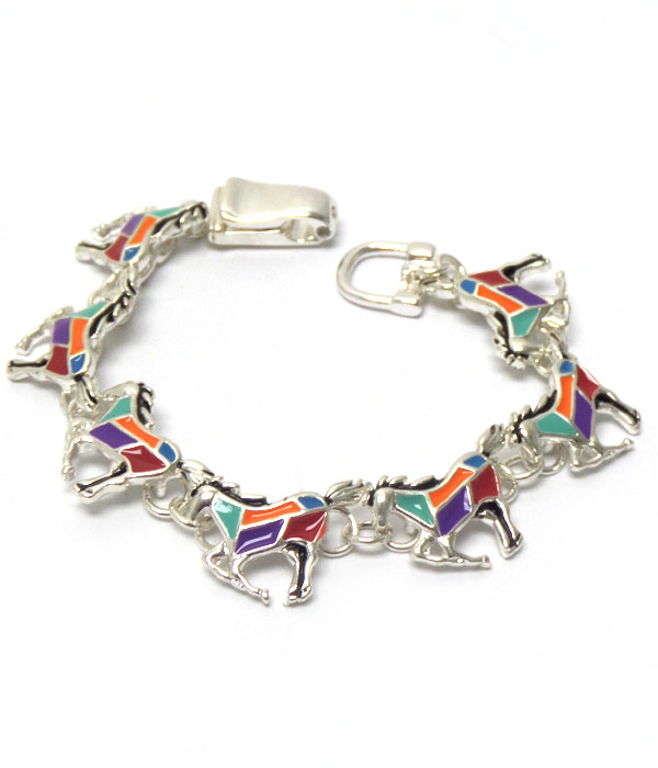 Inlay design horse magnetic bracelet