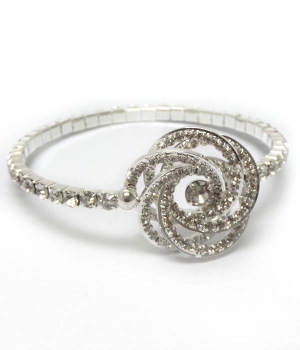 Swirl thin rhinestones bangle