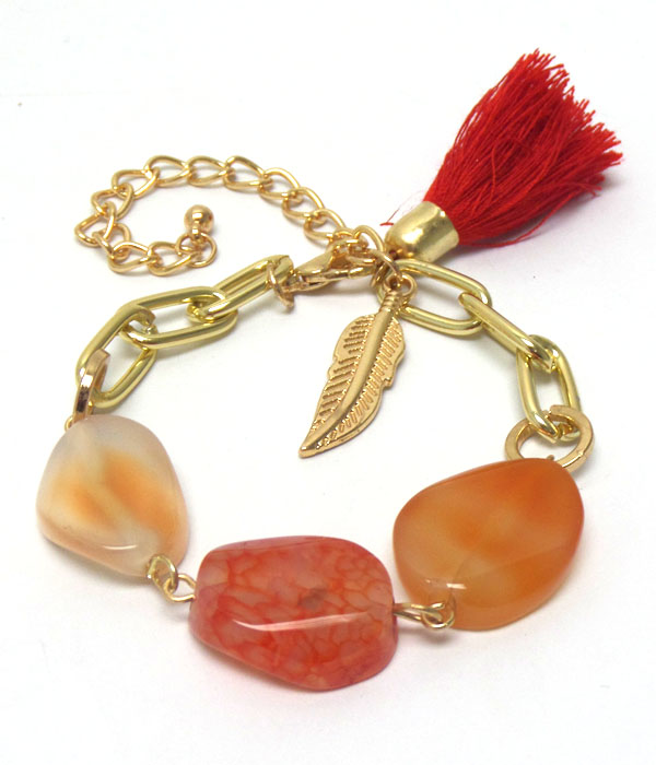 Stones with tassel bracelet