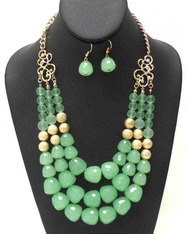 Three layer beads necklace set