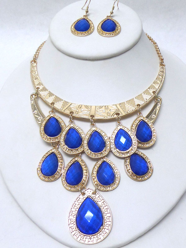Teardrop tribal style necklace set