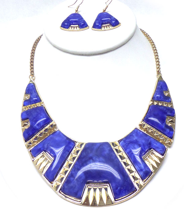 Texture metal borders necklace set