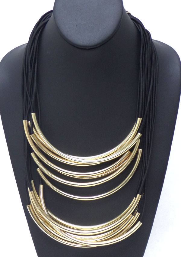 Layered metal stretch string necklace 