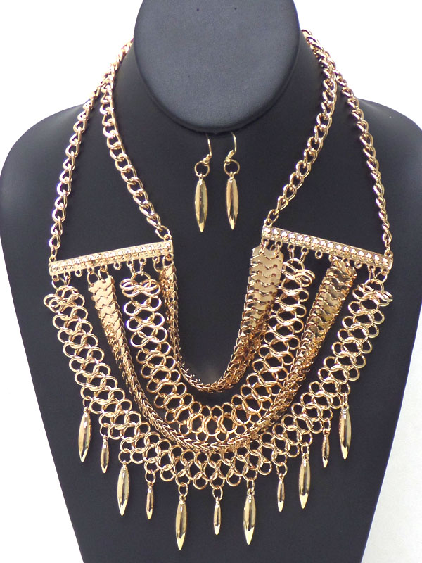 Five layered metals necklace set 