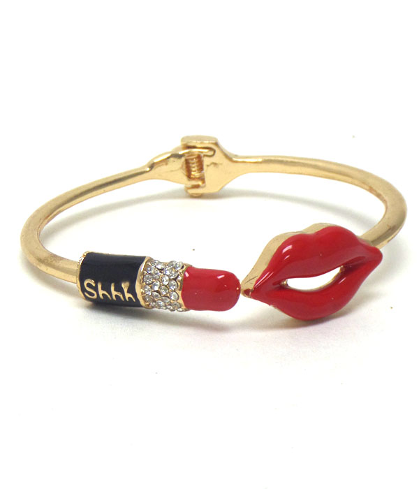 Lipstick and lips metal bangle