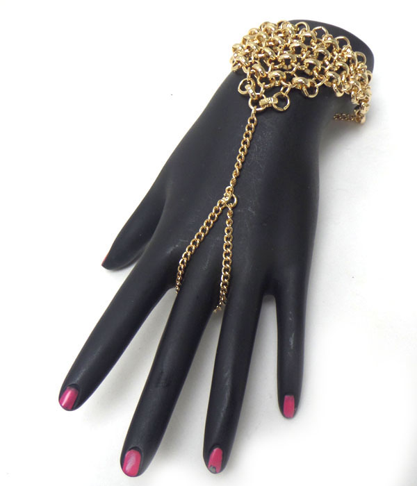 Linked metal mini hoops bracelet set