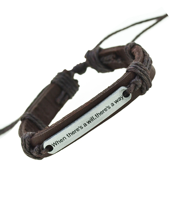 Tribal style handmade pull tie leather bracelet