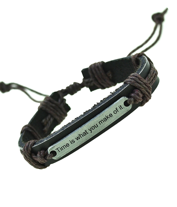 Tribal style handmade pull tie leather bracelet