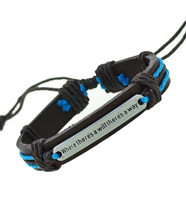 Tribal style handmade pull tie leather bracelet