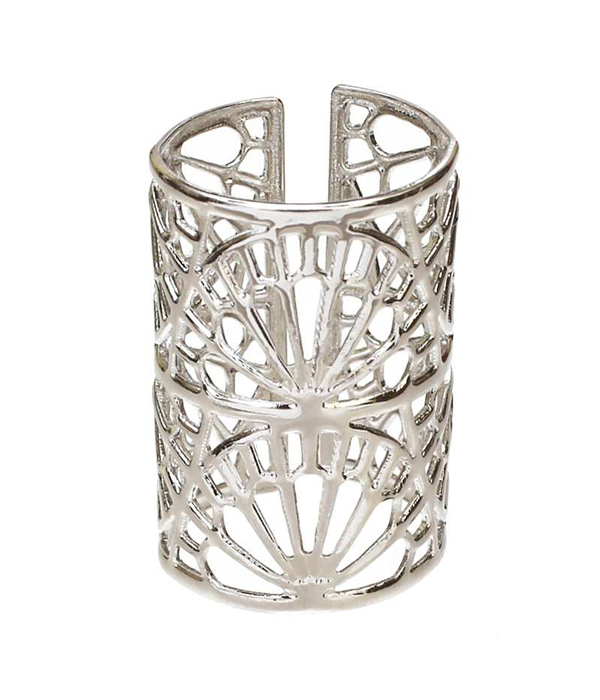 Metal filigree wide ring