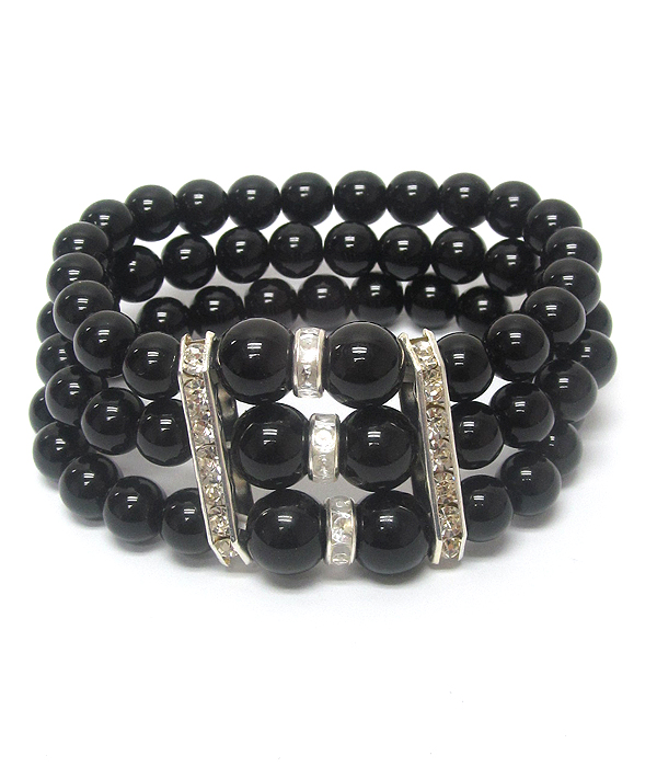 3 layer rhinestone bar beads bracelet 