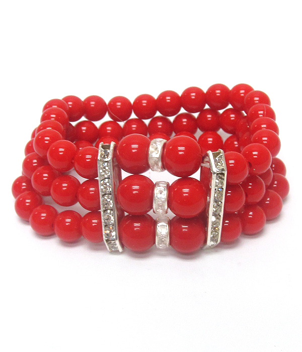 3 layer rhinestone bar beads bracelet 