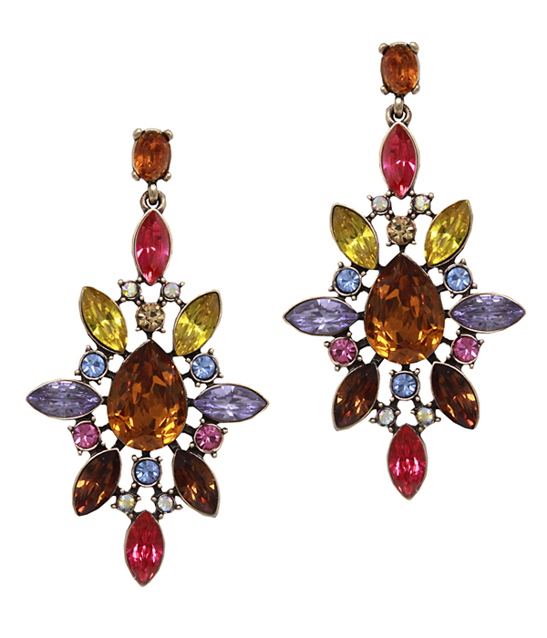 Multi crystal party earring