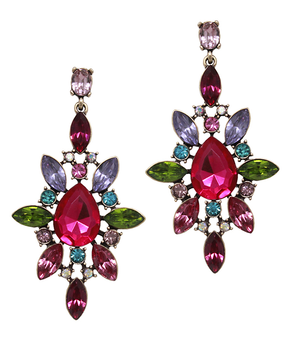 Multi crystal party earring