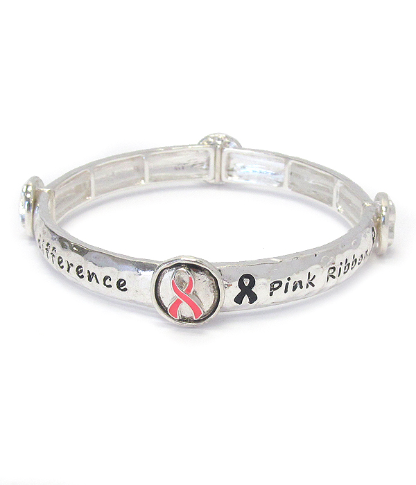 RELIGIOUS INSPIRATION MESSAGE STRETCH BRACELET - PINK RIBBON