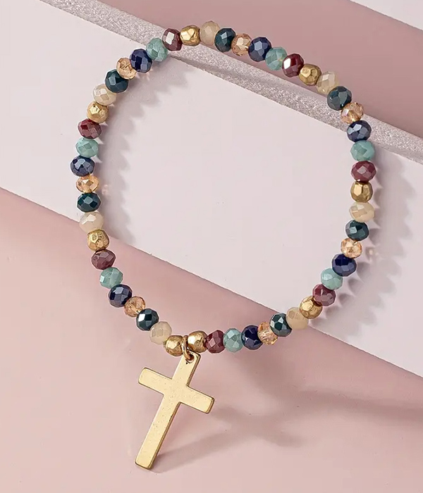 Beaded cross bracelet wholesale on sale