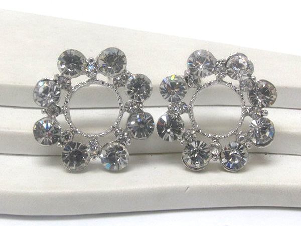 Multi size crystal stud round earrings