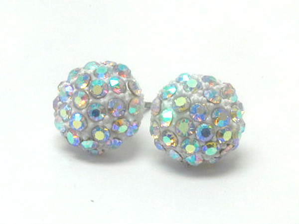 Crystal stud half ball earring