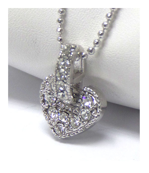 Made in korea whitegold plating crystal heart pendant necklace -valentine