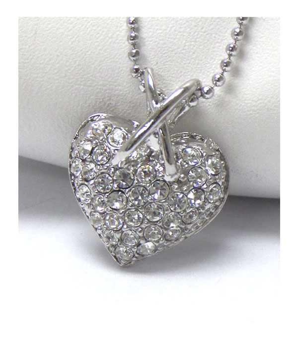 Made in korea whitegold plating crystal heart pendant necklace -valentine