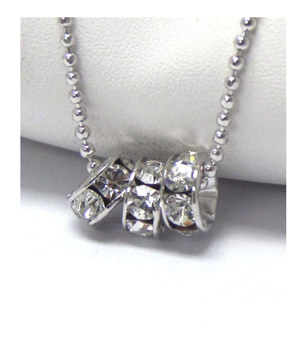 Made in korea whitegold plating triple crystal rondelle necklace