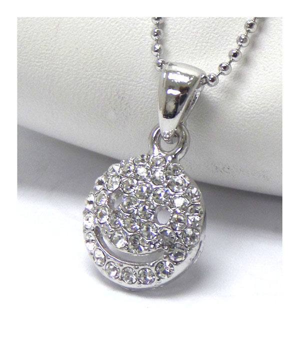 Made in korea whitegold plating crystal smile pendant necklace