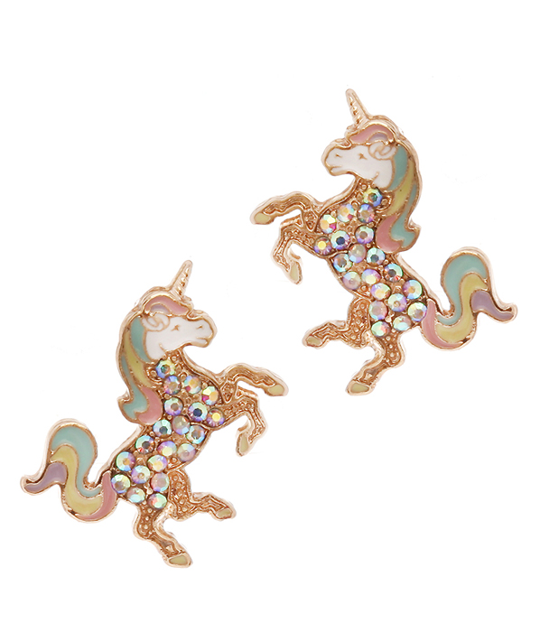 CRYSTAL UNICORN EARRING