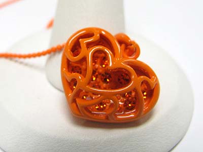 Special price - crystal inside enamel metal heart pendant necklace