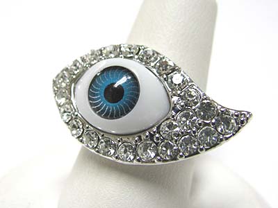 Made in korea whitegold plating crystal eyeball adjustable size ring