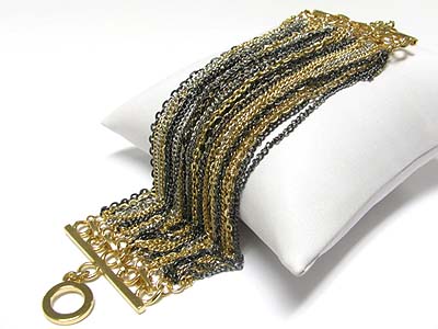 Multi colr metal chain link wide bracelet