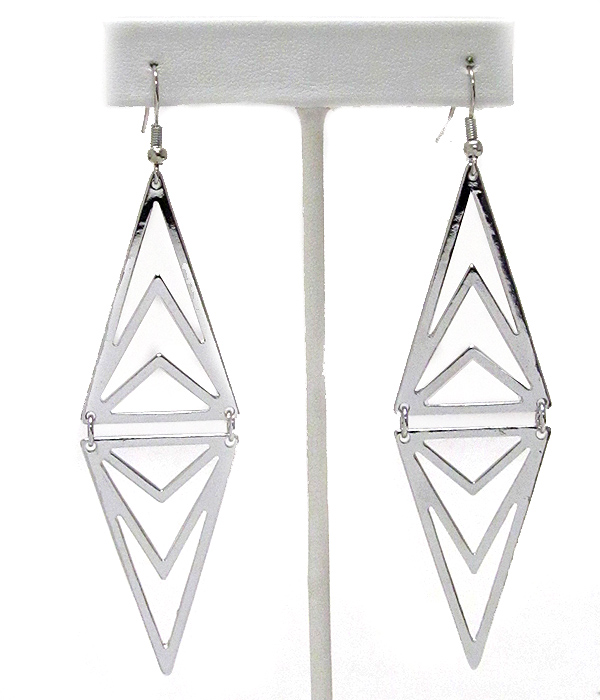 Metal art multi triangle drop earring