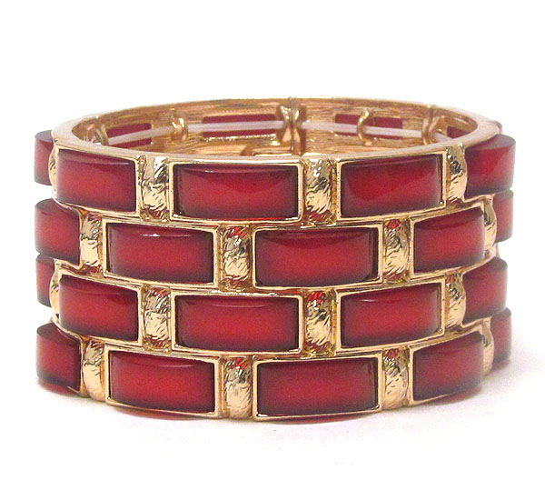 Epoxy deco multi metal block stretch bracelet