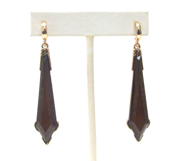 Crystal top and facet glass arrow head drop earring