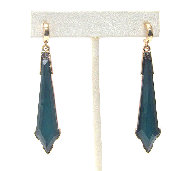 Crystal top and facet glass arrow head drop earring
