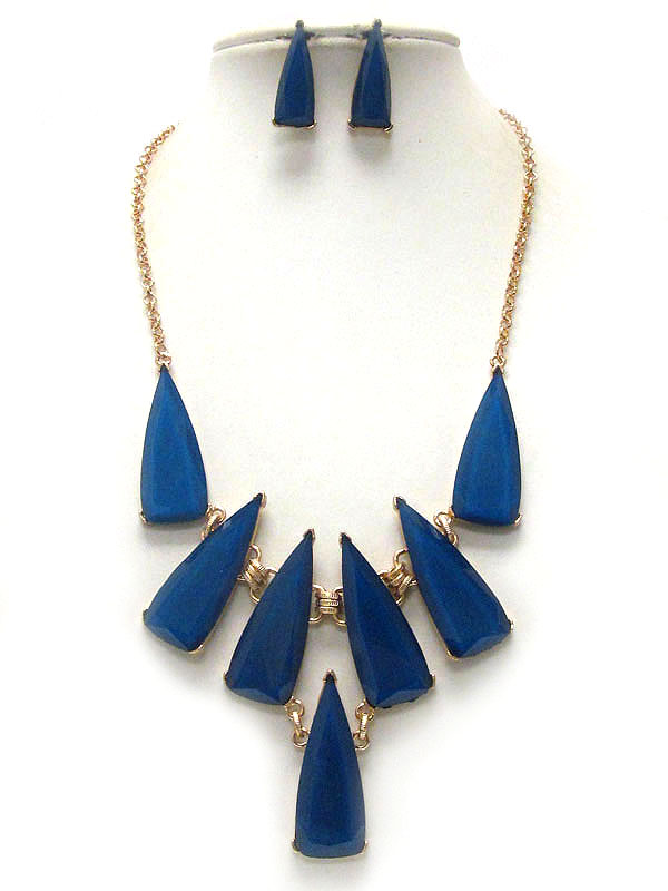 Multi acrylic stone link drop statement necklace earring set