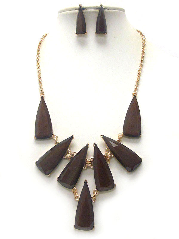 Multi acrylic stone link drop statement necklace earring set