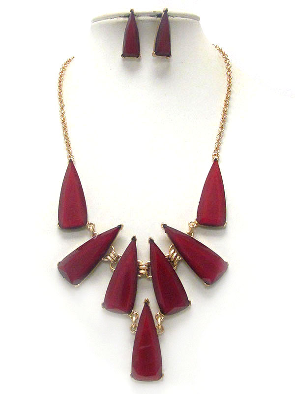 Multi acrylic stone link drop statement necklace earring set